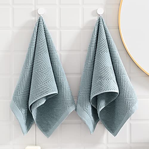 sense gnosis Sage Green Hand Towel Set of 2 Striped Weave 100% Cotton Super Soft Highly Absorbent Summer Hand Towels for Bathroom 13x 29 Inch