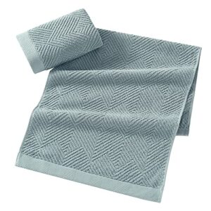 sense gnosis Sage Green Hand Towel Set of 2 Striped Weave 100% Cotton Super Soft Highly Absorbent Summer Hand Towels for Bathroom 13x 29 Inch