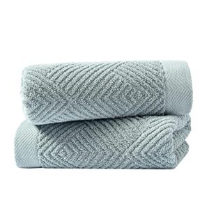 sense gnosis Sage Green Hand Towel Set of 2 Striped Weave 100% Cotton Super Soft Highly Absorbent Summer Hand Towels for Bathroom 13x 29 Inch