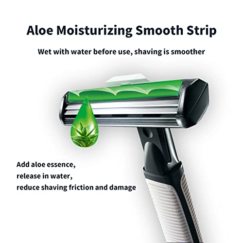 Razors for men Shaving,2-Blade mens Razor Includes 1 Handles and 30 Replaceable razor head, Non-Slip Travel Carry Shaver for men Pack