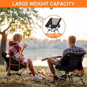 Sportneer Camping Chairs, Folding Chairs for Outside Adjustable Height Beach Chair for Adults Portable Camp Chairs Foldable Compact Backpacking Chair for Camping Hiking Picnic Outdoor (1, Orange)
