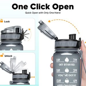 Geritto Motivational Water Bottle with Time Marker, 26/32 Oz BPA Free Water Bottles with Fruit Strainer, Wide Mouth and Fast Water Flow Motivational Water Bottle, Leak-Proof Water Bottle with Strap