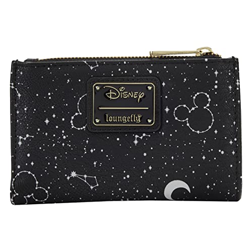 Loungefly Disney Mickey Constellation All Over Print Glow in the Dark Flap Polyurethane Wallet, Bifold