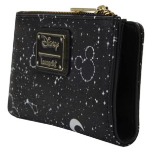 Loungefly Disney Mickey Constellation All Over Print Glow in the Dark Flap Polyurethane Wallet, Bifold