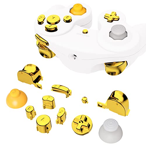 eXtremeRate Chrome Gold Repair ABXY D-pad Z L R Keys for Nintendo Gamecube Controller, DIY Replacement Full Set Buttons Thumbsticks & Tools for Nintendo Gamecube Controller - Controller NOT Included