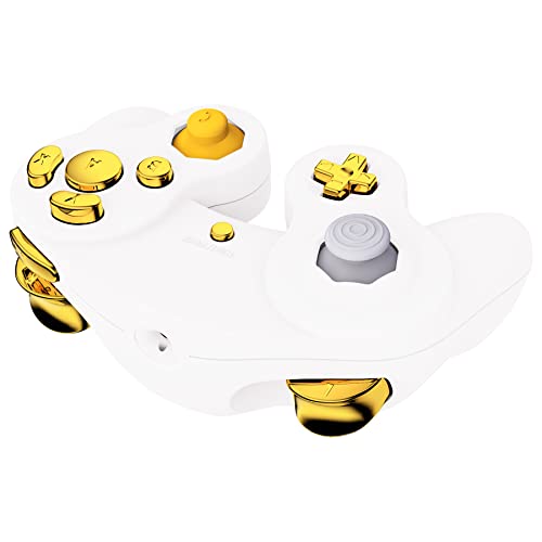 eXtremeRate Chrome Gold Repair ABXY D-pad Z L R Keys for Nintendo Gamecube Controller, DIY Replacement Full Set Buttons Thumbsticks & Tools for Nintendo Gamecube Controller - Controller NOT Included