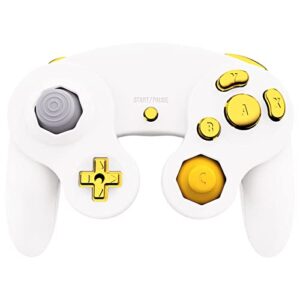 eXtremeRate Chrome Gold Repair ABXY D-pad Z L R Keys for Nintendo Gamecube Controller, DIY Replacement Full Set Buttons Thumbsticks & Tools for Nintendo Gamecube Controller - Controller NOT Included