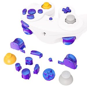 extremerate chameleon purple blue repair abxy d-pad z l r keys for nintendo gamecube controller, diy replacement full set buttons thumbsticks for nintendo gamecube controller - controller not included