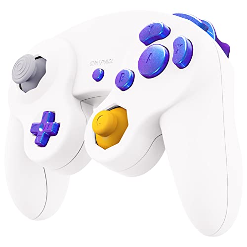 eXtremeRate Chameleon Purple Blue Repair ABXY D-pad Z L R Keys for Nintendo GameCube Controller, DIY Replacement Full Set Buttons Thumbsticks for Nintendo GameCube Controller - Controller NOT Included