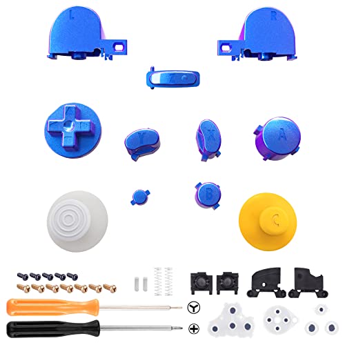 eXtremeRate Chameleon Purple Blue Repair ABXY D-pad Z L R Keys for Nintendo GameCube Controller, DIY Replacement Full Set Buttons Thumbsticks for Nintendo GameCube Controller - Controller NOT Included