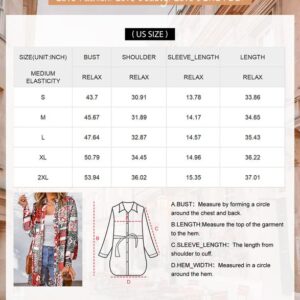 Dokotoo Womens Summer Spring Beach Boho Long Sleeve Cardigans Button-Down Bohemian Fashion Geometric Floral Kimonos for Women Brown XX-Large