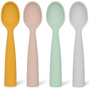 vicloon silicone baby feeding spoons, 4 pack first stage feeding spoons for infants, baby led weaning, easy to grip & hold baby spoons