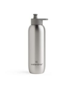 waterdrop – stainless steel sports water bottle 28 oz- leak proof pull up lid – lightweight bottle:7 oz - brushed silver - metal canteen bpa free - fitness, gym & outdoor