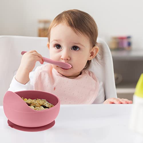 EBOOT 6 Set Baby Bowls with Suction Sets, Toddler Led Weaning Spoon and Fork Baby Utensils Suction Bowls Silicone Bowls for Baby Toddler First Stage Feeding Utensils