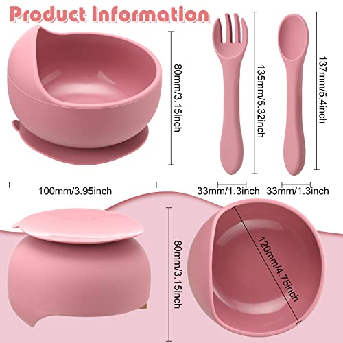 EBOOT 6 Set Baby Bowls with Suction Sets, Toddler Led Weaning Spoon and Fork Baby Utensils Suction Bowls Silicone Bowls for Baby Toddler First Stage Feeding Utensils