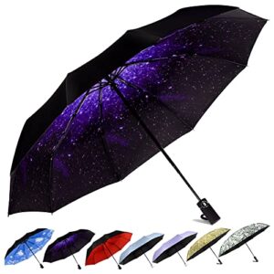 wylhxyqq compact umbrella - travel folding umbrella quick drying, windproof reinforced frame, automatic opening and closing, comfortable handle, suitable for men, women. (starry sky)