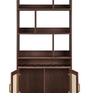 Home Source Contemporary Home Bar Shelf Walnut