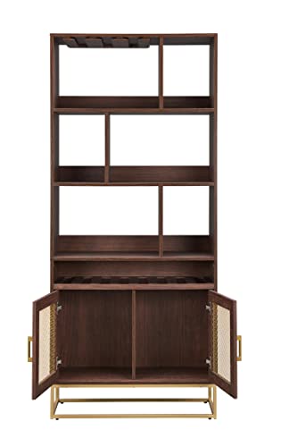 Home Source Contemporary Home Bar Shelf Walnut