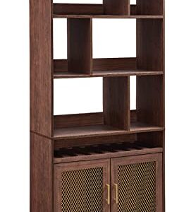 Home Source Contemporary Home Bar Shelf Walnut