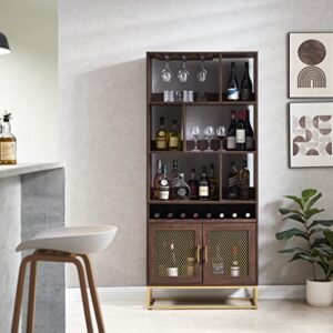 Home Source Contemporary Home Bar Shelf Walnut