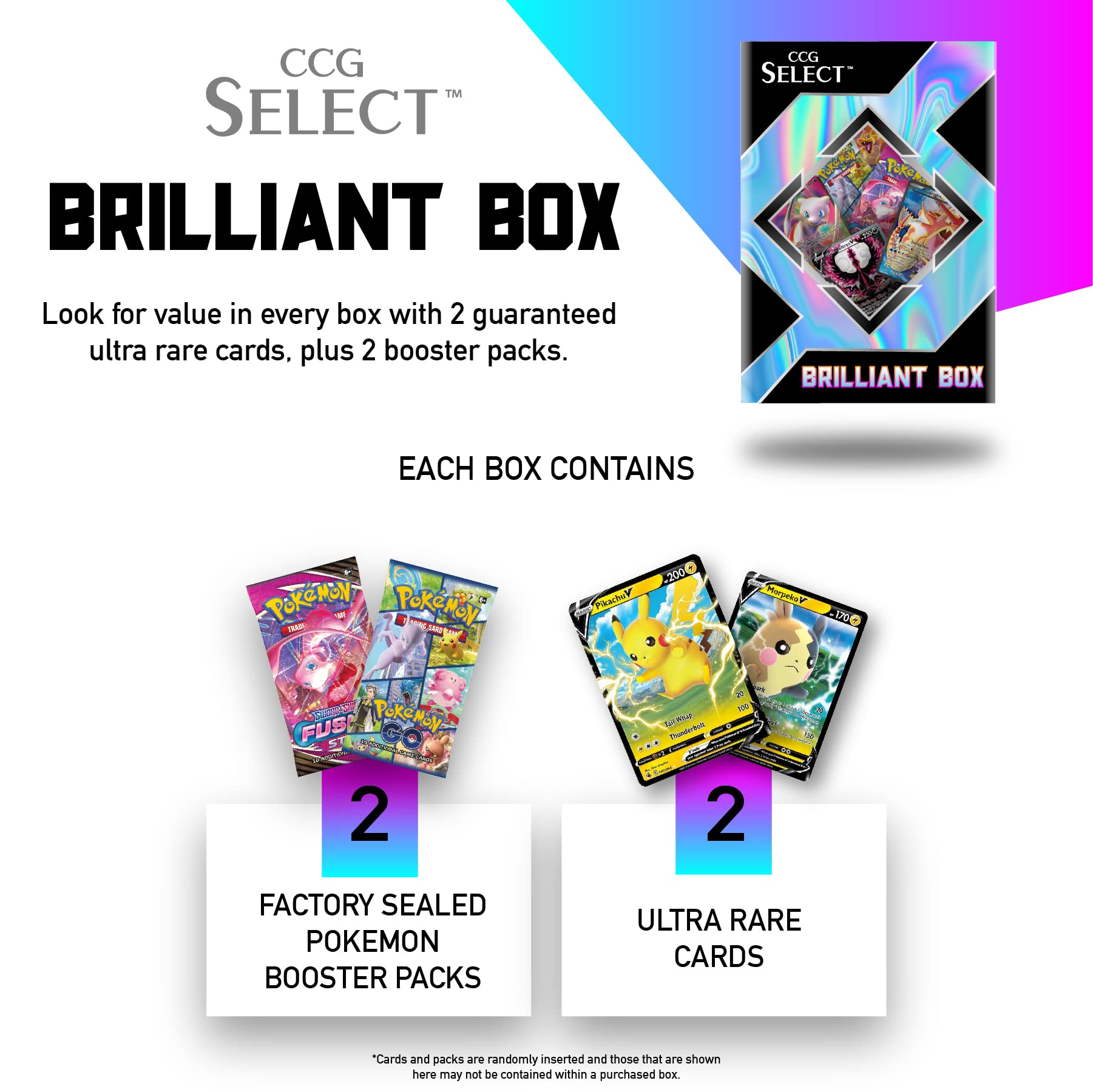 CCG Select | Brilliant Box | 2 Booster Packs + 2 Ultra Rare | Fully Compatible with Pokemon Cards