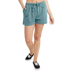 hanes women's originals tri-blend pockets, lightweight jersey shorts, 2.5", cactus pe heather, medium