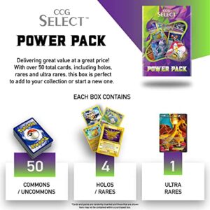 CCG Select | Power Pack | 50+ Cards | 4 Holos or Rares | 1 Ultra Rare | Fully Compatible with Pokemon