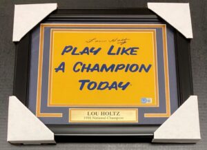 lou holtz notre dame signed autographed 8x10 framed photo beckett authentic