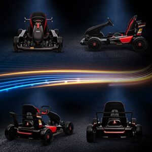 Aosom 24V 7.5 MPH Electric Go Kart, Drifting Car for Kids with Remote Control, Music, Horn Honking, Outdoor Ride On Toy Toys for 6-12 Years Old