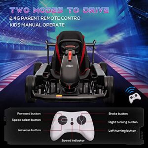 Aosom 24V 7.5 MPH Electric Go Kart, Drifting Car for Kids with Remote Control, Music, Horn Honking, Outdoor Ride On Toy Toys for 6-12 Years Old