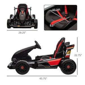 Aosom 24V 7.5 MPH Electric Go Kart, Drifting Car for Kids with Remote Control, Music, Horn Honking, Outdoor Ride On Toy Toys for 6-12 Years Old