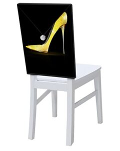 8 pcs dining chair slipcovers golden sexy high-heeled shoe,removable kitchen chair back covers,santa hat chair protector back cover for dining room kitchen party,women shining heels on dark black