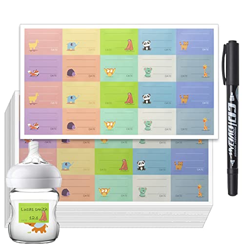 Waterproof Baby Bottle Label for Daycare Supplies,400PCS Removable Freezer Labels for Baby Food Containers, Breast Milk, Lunch Boxes, Organizing, Date Stickers to Write on-Sticky and Easy Peel Off