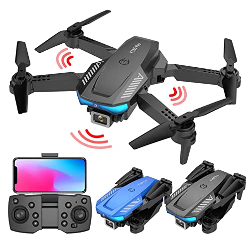 BMFHJEQ Drone with Dual 4K HD FPV Camera - FPV Camera Remote Control Toys with 2.4GHz Technology, Altitude Hold, Headless Mode, 360° Flip, One Key Take Off/Land, Gifts for Children (Black)