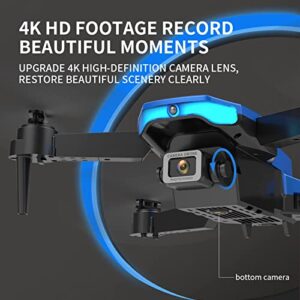 BMFHJEQ Drone with Dual 4K HD FPV Camera - FPV Camera Remote Control Toys with 2.4GHz Technology, Altitude Hold, Headless Mode, 360° Flip, One Key Take Off/Land, Gifts for Children (Black)