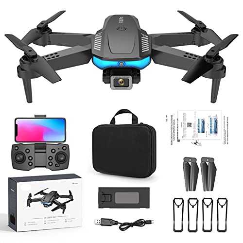 BMFHJEQ Drone with Dual 4K HD FPV Camera - FPV Camera Remote Control Toys with 2.4GHz Technology, Altitude Hold, Headless Mode, 360° Flip, One Key Take Off/Land, Gifts for Children (Black)