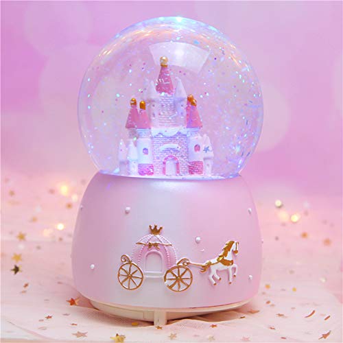 Musical Castle Snow Globes Gift Glittering Snow House Music Boxes Automatic Snowfall Rotating Crystal Balls with Color Changing LED Lights for Girls Women Christmas Birthday