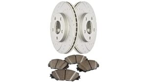 disc master maxj35064mds rear premium geomet coated drilled and slotted brake rotors and severe duty metallic pads compatible with/replacement for s60, s80, v70, xc70