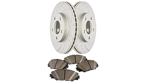 Disc Master MAXJ35064MDS Rear Premium Geomet Coated Drilled and Slotted Brake Rotors and severe Duty Metallic Pads Compatible with/Replacement for S60, S80, V70, XC70