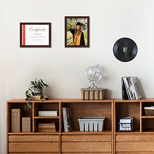 Frametory, 8.5x11 Picture Frame with Glass, Tabletop & Wall Horizontal or Vertical Display, 8 1/2 x 11 Photo Frame for Diploma, Documents (Brown, 1-Pack)