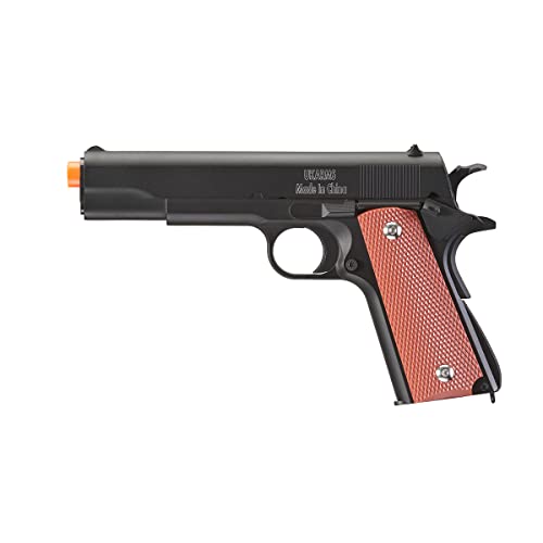 Full Size 1911 Alloy Series Heavyweight Spring Airsoft Pistol (Color: Black w/ Tan Grip Panels)