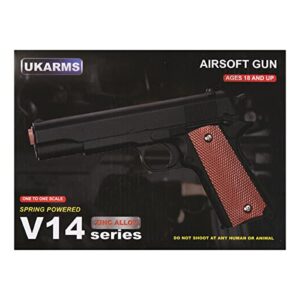 Full Size 1911 Alloy Series Heavyweight Spring Airsoft Pistol (Color: Black w/ Tan Grip Panels)