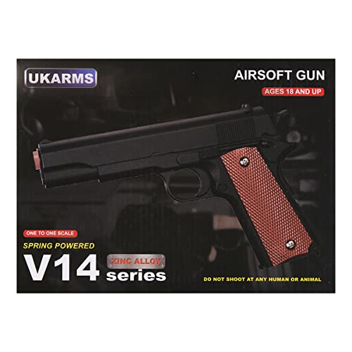 Full Size 1911 Alloy Series Heavyweight Spring Airsoft Pistol (Color: Black w/ Tan Grip Panels)