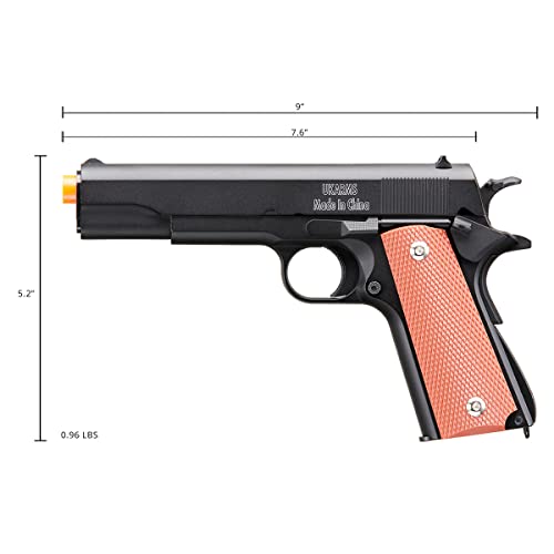 Full Size 1911 Alloy Series Heavyweight Spring Airsoft Pistol (Color: Black w/ Tan Grip Panels)
