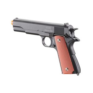 Full Size 1911 Alloy Series Heavyweight Spring Airsoft Pistol (Color: Black w/ Tan Grip Panels)