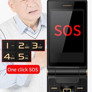 GSM Unlocked Senior Flip Cell Phone,Big Button Flip Mobile Phone with SOS Button,LED Flashlight,MP3 / MP4,FM,Dual Screens Big Font Cellphone. (Tarnish Color)