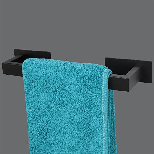 Vanloory Bathroom Towel Bar Self Adhesive, No Drilling Towel Rack Easy to Install, Hand Towel Holder Made of Premium Stainless Steel Sticky on Hand Towel Hanger for Kitchen, Toilet.(12IN, Black)