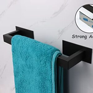 Vanloory Bathroom Towel Bar Self Adhesive, No Drilling Towel Rack Easy to Install, Hand Towel Holder Made of Premium Stainless Steel Sticky on Hand Towel Hanger for Kitchen, Toilet.(12IN, Black)