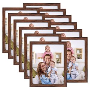 giftgarden 8x10 picture frame brown set of 12, multi rustic walnut wood-color 8 by 10 photo frames bulk for wall or tabletop display