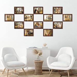 Giftgarden 5x7 Picture Frame Brown Set of 12, Multi Rustic Walnut Wood-Color 5 by 7 Photo Frames Bulk for Wall or Tabletop Display